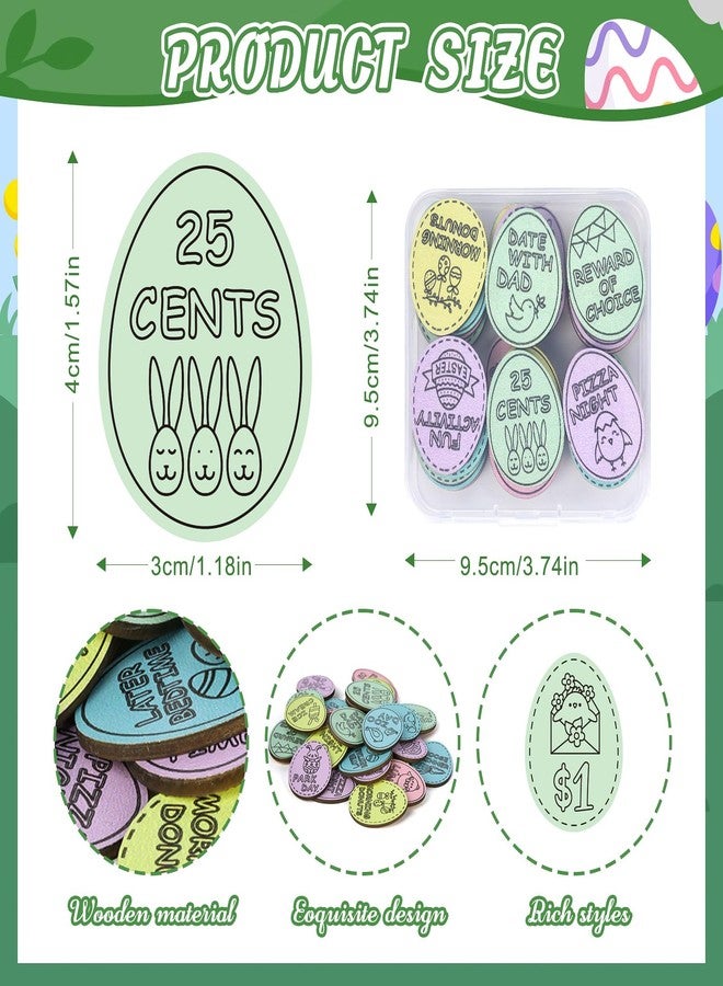 Hedeey Easter Egg Fillers,30 Pack Wooden Easter Egg Tokens for Kid,Easter Stuffers with 30 Diffrent Engraved Sayings,Eater Filled Actity for Kids Teens Toddler Girls Boys(Egg) - Image 2